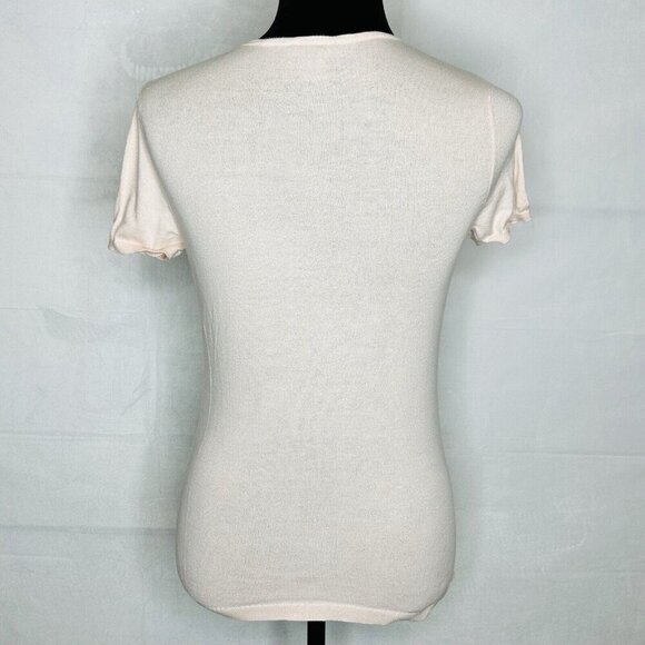 Ann Taylor Sz S Ruffled Front Pink Lightweight Cotton Short-Sleeve Shirt Top - Picture 6 of 8